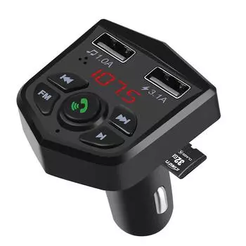 Bluetooth FM-передатчик модулятор беспроводной комплект громкой связи для автомобиля 5 В 3,1 А двойной USB-адаптер зарядного устройства аудио автомобильный MP3-плеер чёрный