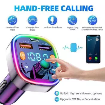 Bluetooth FM Transmitter Car Kit Hands-Free 2 USB & MP3 Player Reliable Audio Receiver For Safe Driving Z6J9