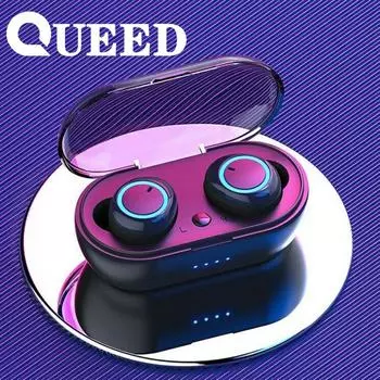 Bluetooth-гарнитура TWS 5,3 стерео Y беспроводные наушники для прослушивания песен, звонки в ухо, наушники с высоким басом в ухо красный/чёрный