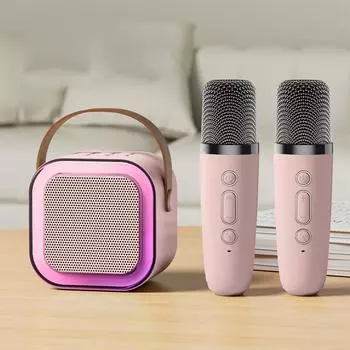 Bluetooth K12 Караоке-машина Портативная акустическая система 5.3 PA с 1-2 беспроводными микрофонами Домашнее семейное пение Детские подарки single microphone бежевый