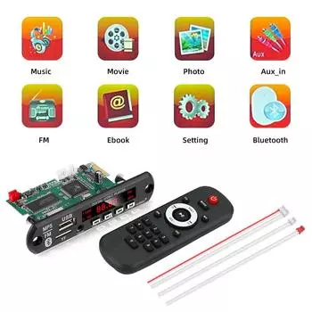 Bluetooth MP5 MP4 MP3 Декодер Плата DC 12V Аудио Ресивер 1080P HD Видео Плеер Фильм Фото Электронная Книга FM Радио AUX USB TF для Автомобиля MP3 Decoder Board