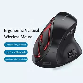 Bluetooth-мышь, беспроводная перезаряжаемая мышь для нескольких устройств, вертикальные мыши 2,4G для планшета/Smart TV/Mac/ПК/компьютера