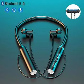 Bluetooth наушники беспроводные спортивные наушники с шейным ободом подвесные наушники TWS HD Call водонепроницаемая гарнитура с микрофоном чёрный