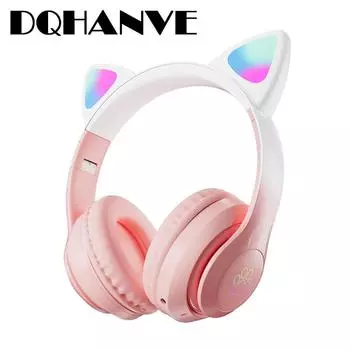 Bluetooth-наушники с кошачьими ушками, градиент цвета, светоизлучающие игры, могут быть складными и универсальными наушниками, компьютерные гарнитуры