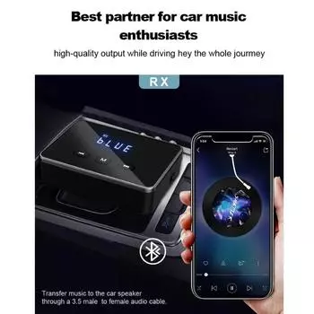 Bluetooth RCA приемник aptX HD 3,5 мм разъем Aux беспроводной адаптер Музыка для ТВ автомобиль 2RCA Bluetooth 5.4 аудио приемник адаптер чёрный