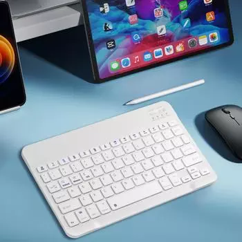 Bluetooth-совместимая беспроводная клавиатура, портативная мини-перезаряжаемая клавиатура, 78 клавиш для Apple iPad, планшета, iOS, Android, Windows 78-key белый