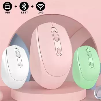Bluetooth-совместимая беспроводная мышь 2,4G, оптическая мышь с USB RGB, 1600 точек на дюйм, мышь для компьютера, ноутбука, Mute Mause белый