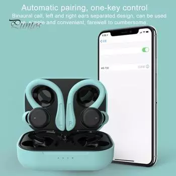 Bluetooth-совместимые наушники с заушным крючком и сенсорным управлением IPX6 водонепроницаемые беспроводные наушники спортивная гарнитура для бега чёрный