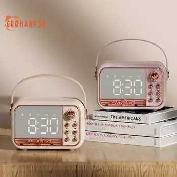 Bluetooth-совместимый динамик с быстрым подключением и диффузией звукового баланса на 360 градусов — винтажный портативный динамик для будильника розовый