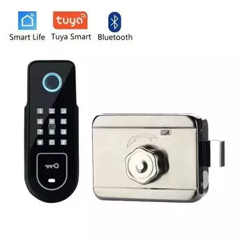 Bluetooth Tuya App Fingerprint Smart Door Lock Gate Password RFID Card Rim Bolt Lock Электронный дверной замок Single-finger