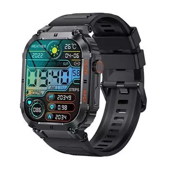 Bluetooth-умные часы K57PRO: Дисплей 1,96 , мониторинг сердечного ритма, артериального давления и уровня кислорода, музыка, погода и функции звонков. null чёрный