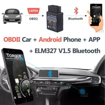 Bluetooth V1.5 Мини Elm327 OBD2 сканер HH OBDII автомобильный диагностический инструмент считыватель кодов 16-контактный интерфейсный адаптер V2.1 для Android