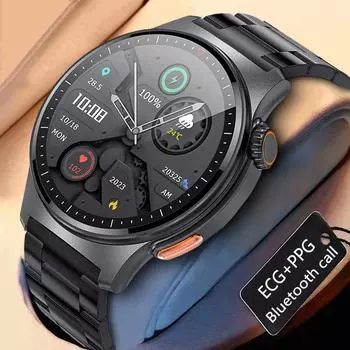 Bluetooth-звонок Смарт-часы для мужчин 1,39-дюймовый сенсорный экран IP68 Водонепроницаемый GPS-трекер для бизнеса Часы с ЭКГ+PPG Мужские умные часы