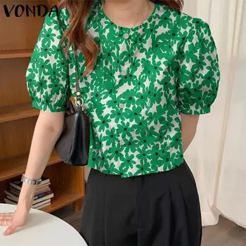 Блуза VONDA с пышными рукавами и цветочным принтом