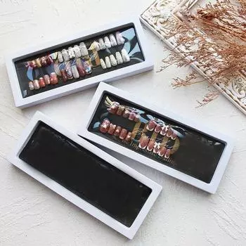 Board Nail Storage Box Nail Tips Display Container False Nail Organizer Transparent Square Flip Box