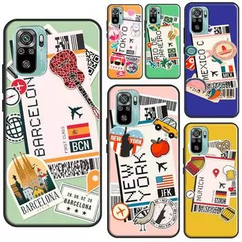 BOARDING PASS New York Traveltickets Case For Xiaomi Redmi Note 11 Pro Note 10 9 8 Pro 11S 9S 10S Cover For Redmi 10 9 9A 9C 9T Redmi 7