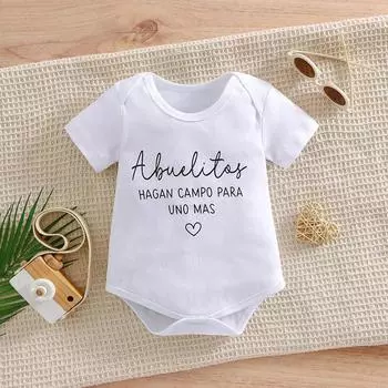 Боди для новорожденных Abuelitos Hahan Campo Para Uno Mas с принтом из хлопка, короткий рукав, комбинезон 1-3M
