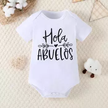 Боди для новорожденных с принтом «Hola Abuelos» из 100% хлопка, милый комбинезон с короткими рукавами 1-3M