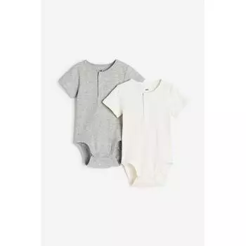 Боди H&M Генри, комплект из 2 предметов, серый меланж/белый 01M