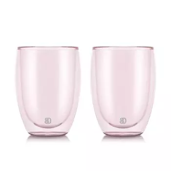 BODUM Glass Cup Tumbler PAVINA Double Wall Glass 350ml Strawberry Set of 2 Insulation Double Structure Heat Resistant Glass Microwave Safe Oven Safe