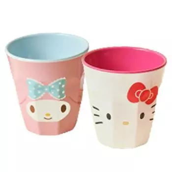 BoFriends Sanrio Персонажи Двухцветная меламиновая чашка, набор из 2 предметов, 1 комплект, My Melody, Hello Kitty