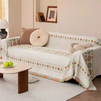 Bohemia Sofa Throw Blanket with Tassle Universal Anti-cat Scratch Sofa Protection Cover Couch Blanket Carpet Travel Rug 180x130