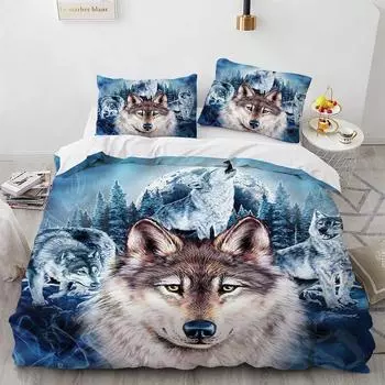 Bohemian Animals King Queen Пододеяльник Комплект постельного белья с изображением волка для подростков и взрослых Красочный Бохо Дикой Природы Полиэстеровый пододеяльник EU Single 135x200cm
