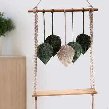 Бохо настенная вешалка для растений полка макраме подвесные кисточки Art Chic Leaf гобелен