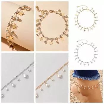 Бохо Rhinestone Butterfly Подвеска на ножной браслет из сплава Стильный пляж