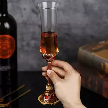 Бокал для шампанского с металлической ножкой, бессвинцовый хрустальный бокал для шампанского, винтажный бокал для шампанского премиум-класса для бара, паба, клуба, ресторана и домашнего использования Drinkw 200ml