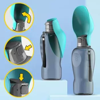 Большая бутылка для воды для собак, портативная складная миска для питья домашних животных, для маленьких собак, кошек, французских бульдогов, для путешествий, прогулок, аксессуары 800ml