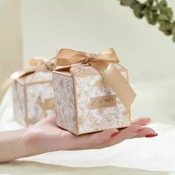 Большая емкость, нарисованная вручную цветочная коробка для конфет, бумажная подарочная коробка-компаньон, прочная свадебная сумка для конфет