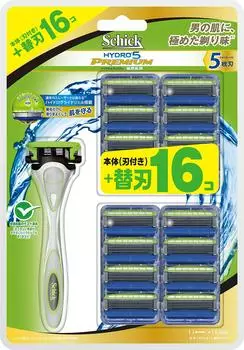 Большая емкость Schick Hydro 5 Premium Value Pack для чувствительной кожи 16 сменных бритв с защитой кожи (держатель (с лезвием) + лезвия)