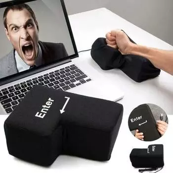 Большая кнопка Enter, питание от USB, антистресс, большая эргономичная игрушка-ключ Enter розовый