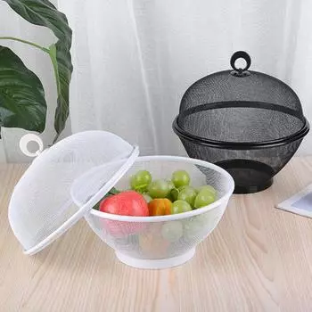 Большая сетчатая корзина для фруктов с крышкой, защищенная от мух, легко моющаяся корзина для фруктов с крышкой, пригодная для мытья в посудомоечной машине синий