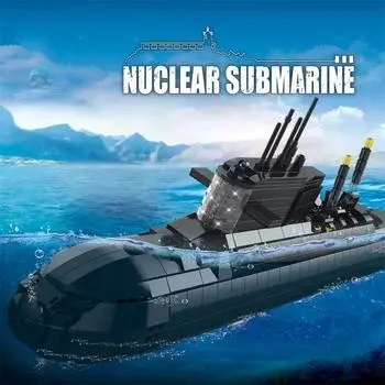 Большая стратегическая атомная подводная лодка Строительные блоки Военный корабль Вооружение Модель Кирпичи Наборы Детские игрушки Праздничные подарки