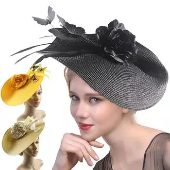 Большая свадебная повязка на голову с перьями Aliceband Ladies Day Race Royal Ascot бежевый