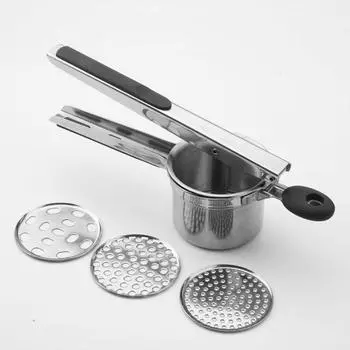 Большая толкушка для картофеля на 15 унций, прочная толкушка для картофеля из нержавеющей стали с эргономичной ручкой, кухонные гаджеты, ручная мельница для еды серебряный