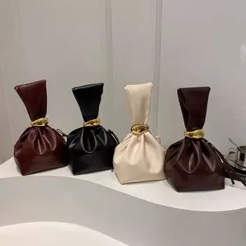 Большая вместительная сумка-клатч из искусственной кожи, однотонная плиссированная сумка-ведро, вечерняя сумка для вечеринок, женская/девочковая белый
