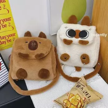 Большая вместительная сумка-мессенджер и рюкзак Siame Cat Plush 25*20