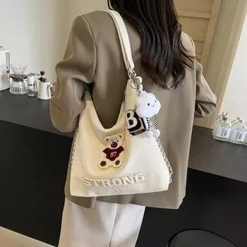 Большая вместительная сумка-тоут Bear Backpack Многофункциональная женская сумка для поездок на работу бежевый