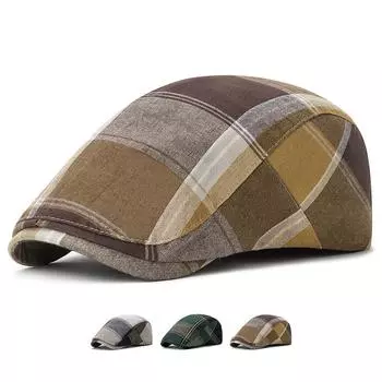 Больше. Кепка Ji S Casual Plaid, красивый и модный британский берет, мужская удобная и дышащая шляпа Forward Adjustable темно-зеленого