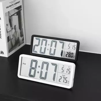 Большие цифровые часы с температурой, датой, неделей, настенные многофункциональные настенные и настольные настенные часы с дисплеем чёрный