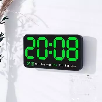 Большие цифровые настенные часы с голосовым управлением, дата, неделя, летнее время, повтор, настольные часы, 12/24 ч, двойной будильник, настенные светодиодные часы
