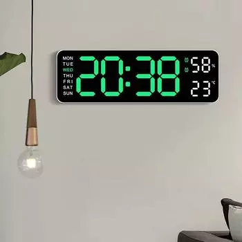 Большие цифровые настенные часы с питанием от USB, 9 дюймов, температура, влажность, неделя, автоматический диммер, настольные часы, электронный светодиодный будильник, 12/24 ч. жёлтый