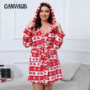 Большие размеры, осенне-зимняя женская ночная рубашка, теплый большой фланелевой толстый халат, рождественское праздничное утреннее платье для оленя 1XL