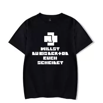 Большие размеры, уличная одежда в стиле хип-хоп, мужские футболки Rammstein, футболка в стиле Харадзюку с принтом, хлопковые повседневные топы, летние футболки с короткими рукавами XL чёрный