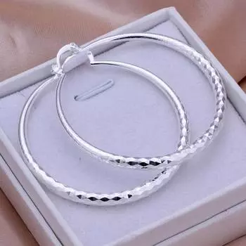 Большие серьги из серебра 925 пробы, женские женские круглые серьги 5 см, высокое качество, модные свадебные красивые женские украшения