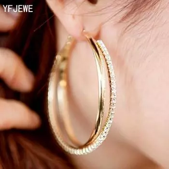 Большие серьги-кольца для женщин, распродажа, модные большие круглые серьги-кольца, простой пирсинг, вечерняя вечеринка золотой