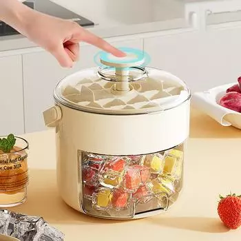 Большое ведро для льда, лоток для кубиков льда с крышкой и контейнером, портативный ящик для хранения льда, прочный льдогенератор с 2 лотками, легкое снятие